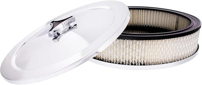 United Pacific S1107 Chrome 10" Air Cleaner Assembly, Low Profile, Die-Cast Chrome Plated Wing Nut, Filter & Breather Hose Nipple Included - ONE Set