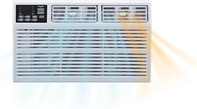 Whirlpool 18,000 BTU 230V Window Air Conditioner with Supplemental Heat, Window Mounted AC Unit with Heater for Apartment, Living Room, Bedroom, Large Rooms up to 1000 Square Feet