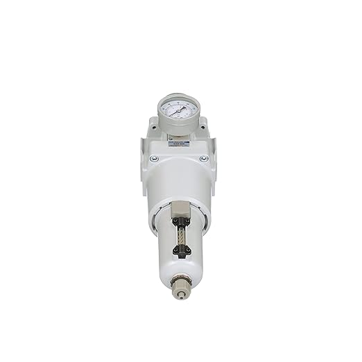 PneumaticPlus SAW600-N10BG-MEP Compressed Air Filter Regulator Piggyback Combo 1" NPT - Metal Bowl, Manual Drain, Bracket, Gauge