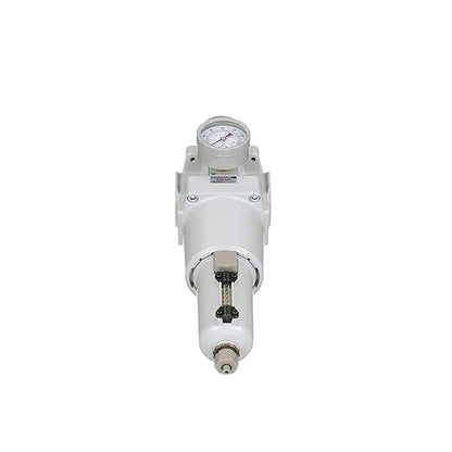 PneumaticPlus SAW600-N10BG-MEP Compressed Air Filter Regulator Piggyback Combo 1" NPT - Metal Bowl, Manual Drain, Bracket, Gauge