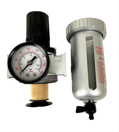 FR804N 1/2" Mid Flow Air Compressor Regulator & Filter Combo - for Compressed Air Treatment - Pneumatic Filter Regulator/Compressed Air Pressure Controller - w/Gauge/Manual Drain