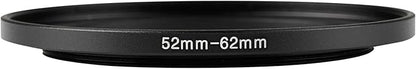 52-62mm Metal Step-Up/Down Ring Adapter Compatible with Mirrorless Cameras DSLR Lens, UV CPL ND Filter Thread Converter, Black