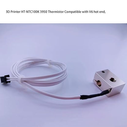 3Pcs 3D Printer HT-NTC100K Thermistor, Ender 3 Thermistor Upgrade NTC 100K 3950 Thermistor Sensor 3x15, XH2.54 2Pin Compatible for Ender 3 v2, Ender 5, CR-10 Series V6 Volcano 3D Printer Hotend,