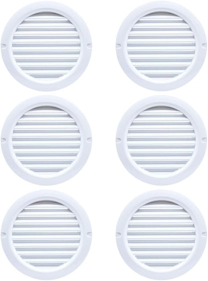 VENTS-US - 4" White Round Plastic Vent Cover with Built-in Insect Screen Mesh and Flange for Air Supply or Exhaust Air Applications - Compatible with 4 Inch Diameter Ducts (6-Pack)
