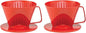 Fino Pour-Over Coffee Brewing Filter Cone, Number 1-Size, Red, Brews 1 to 2-Servings, Set of 2