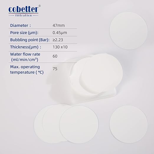 100 Pcs/Pack MCE Membrane Filters Lab Mixed Cellulose Esters Filter 47mm 0.45µm
