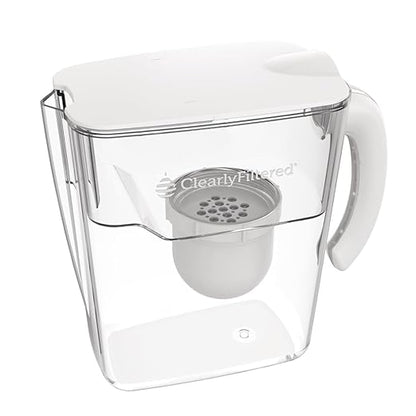 Clearly Filtered No.1 Filtered Water Pitcher/Updated Model/Targets 365+ Contaminants e.g. Fluoride Chlorine PFAS Microplastics Lead Arsenic BPA/BPS Free (Pitcher Includes 1 Filter)