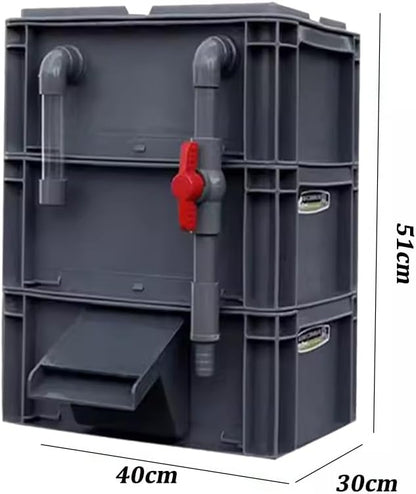 GRRICEPL Fish Tank Filter Box, Waterfall Bio-Filtration Aquarium, Turtle Tank Filter, Pump and Filter Media Not Included (Color : Gray, Size : 40x30x51cm)