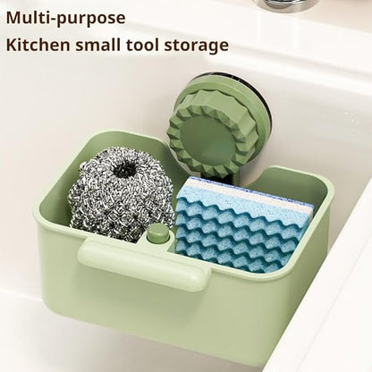 2Pcs Kitchen Sink Strainer Drainer Basket with Suction Cup,Food Waste Filter Basket,Sponge Brush Holder for Kit-chen Home,Efficient Kitchen Waste Management (Green)