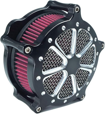 Air Filter Intake Cnc Cut Air Cleaner Venturi Motorcycle Chrome Kit for Harley Dyna 2000 - 2017 Softail 2000 - 2015 Touring 2000 - 2007 Fitment - B (Red)