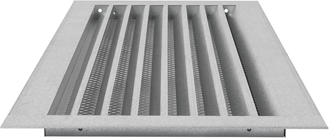 Repa Market 20" x 8" Inch (Inner Dimensions) Galvanized Steel Black Soffit Air Vent Cover - Louvered Square Gable Vent with Mesh Screen - Exhaust/Intake Ventilation Grill - Outdoor Metal Duct Grate