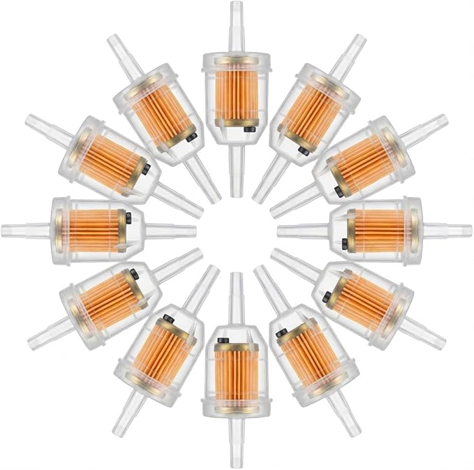 Gas Inline Fuel Filters with magnet for Kawasaki Kohler Briggs & Stratton John Deere 1/4 Inch x 5/16 Inch (Pack of 10)