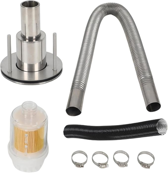 24mm Stainless Steel Exhaust Pipe Air Intake Filter and Pipe Double Wall Through the wall Connector Fitting Exhaust Wall Flange Port Socket for Diesel Parking Heater Install on RV, Greenhouse, Garages