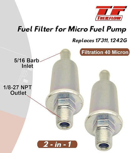 2 Pack Fuel Filters 40 Micron for Gasoline Fuel Only replaces 17311 1242G for Micro Fuel Pump 17301 17303 12S 42S