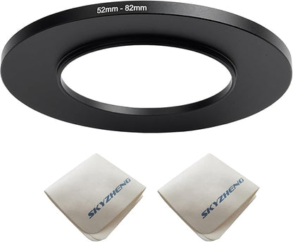 52mm Lens to 82mm Camera Lens Adapter 52mm to 82mm Step Up Ring Adapter Ring for All Brands of UV ND CPL, with Premium Lens Wiping Cloth 2 Pack (52mm-82mm)