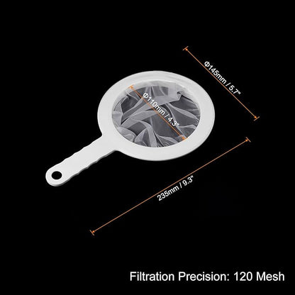 PATIKIL 9"x6" Food Filter Strainer, 120 Mesh Kitchen Mesh Filters Strainers Fine Mesh Sieve with Handle for Filter Juice Coffee Soy Milk, White