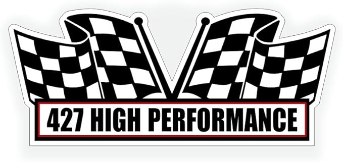 2X Engine Window Air Cleaner Sticker Decal - 427 High Performance for V8 Pro Street, Race, Big Block, Crate Motor Classic Muscle Car, Compatible with Chevrolet Chevy - 5x2.25 inch