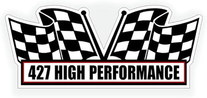 2X Engine Window Air Cleaner Sticker Decal - 427 High Performance for V8 Pro Street, Race, Big Block, Crate Motor Classic Muscle Car, Compatible with Chevrolet Chevy - 5x2.25 inch