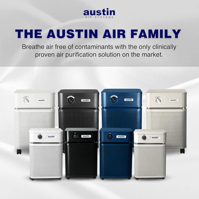 Austin Air HealthMate Plus Standard Air Purifier Midnight Blue - Advanced 4- Stage Filtration Air Purifiers For Home with Activated Carbon & Zeolite - Ideal as Air Purifiers for Bedroom Model B450