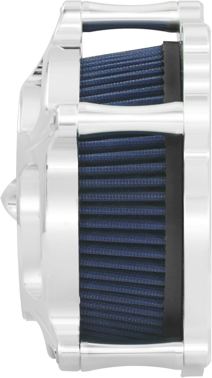 HDBUBALUS Motorcycle Air Filter Air Cleaner Intake System Cleaner Fit For Harley Dyna Softail Touring Trike 2008-2017 Chrome