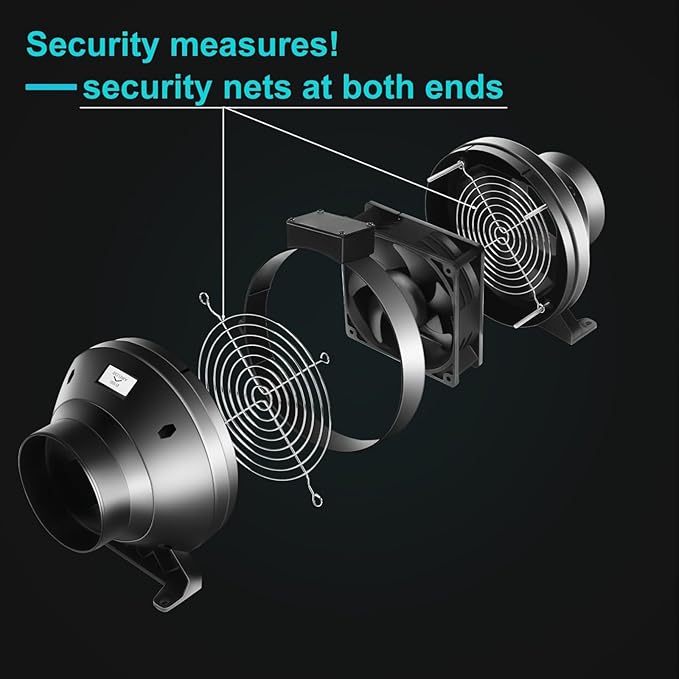 MELONFARM Air Filtration Kit, 4" 190 CFM Inline Duct Fan with Speed Controller, 12" High Carbon Filter, 8 Ft Ducting & Rubber Coupler, Air Cooling and Filtration Kit for Grow Tent, Hydroponics