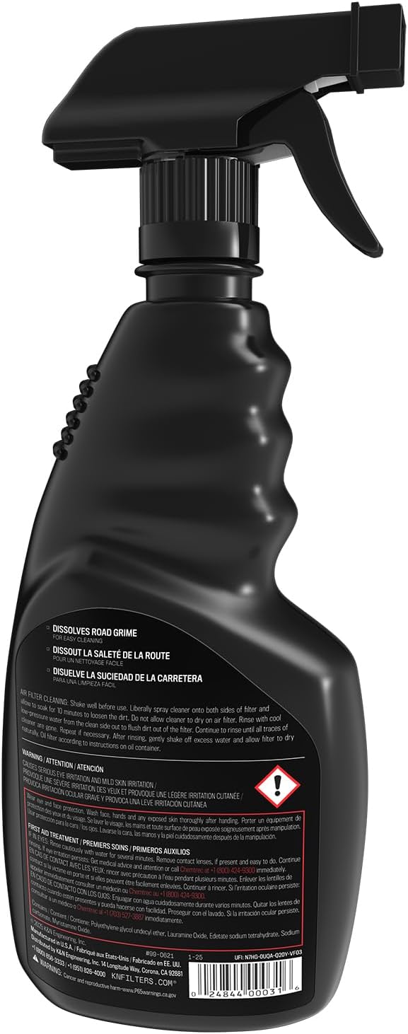 K&N Air Filter Cleaner and Degreaser: Power Kleen; 32 Oz Trigger Spray; Restore Engine Air Filter Performance, 99-0621