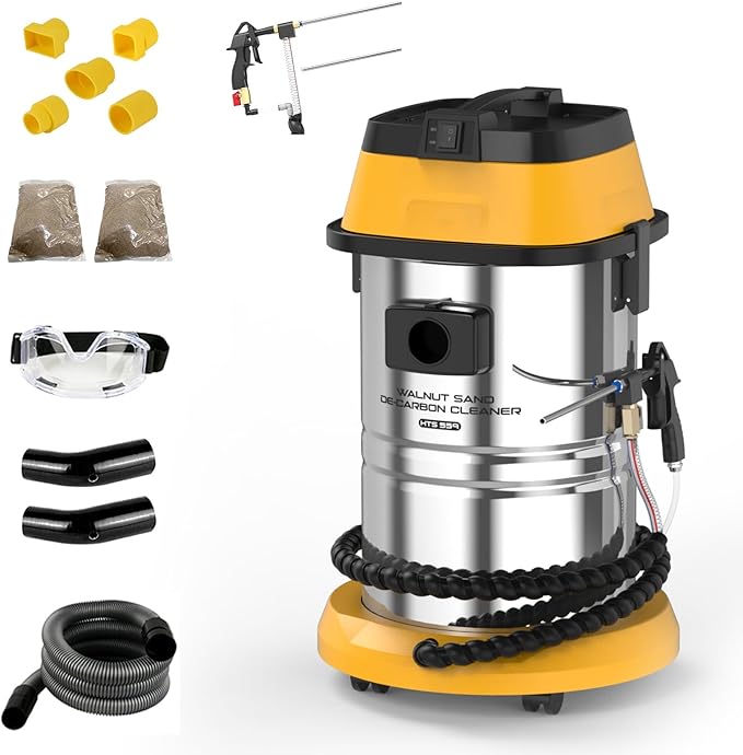 Automotive Walnut Blaster HTS559 Walnut Blaster Kit For Carbon Cleaning,GDI Intake Valve Cleaner,Intake Manifold&Exhaust Valve Cleaner,1400W Walnut Shell Blaster Built-In Walnut Recycling&Dust Filter