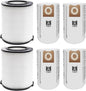 2 Pack Replacement VF4000 Filter for Ridgid Shop Vac Filter 5-20 Gallon, Standard H13 HEAP Wet/Dry Rigid Shop Vac Filters Compatible with Husky 6-9 Gallon Vacs, With 4 Pack VF3502 Bags