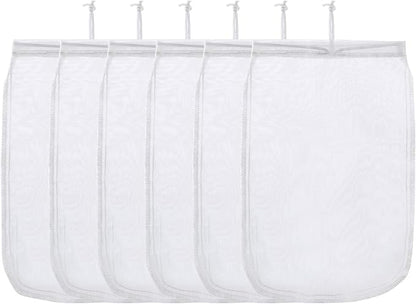 ALEGI Aquarium Filter Media Bag Extra Fine, Reusable 180 Micron Drawstring Mesh Bags for Activated Carbon (12"*8" (6 Pack))