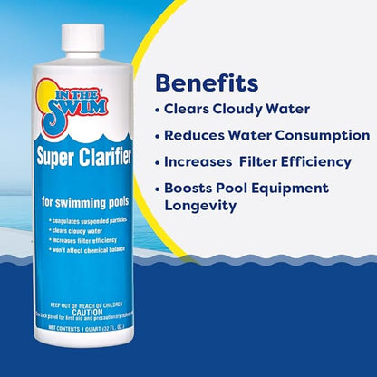 In The Swim Super Clarifier – Fast-Acting, Highly Concentrated Pool Water Clarifier for Crystal Clear Water & Improved Filter Efficiency – for Sand & Cartridge Filters - 1 Quart