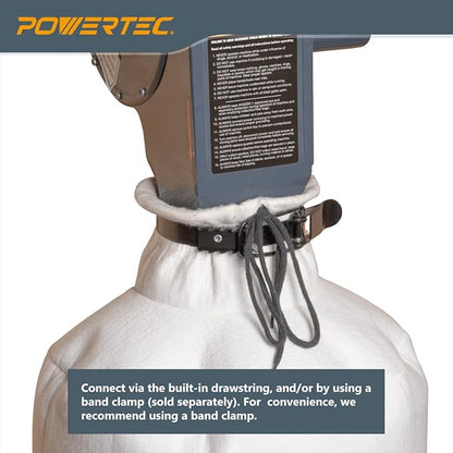 POWERTEC 70334 Dust Filter Bag for Wall Mount Dust Collectors, 1 Micron, For Grizzly, Shop Fox, Rockler Delta, Wen, and POWERTEC DC5371/ 5372