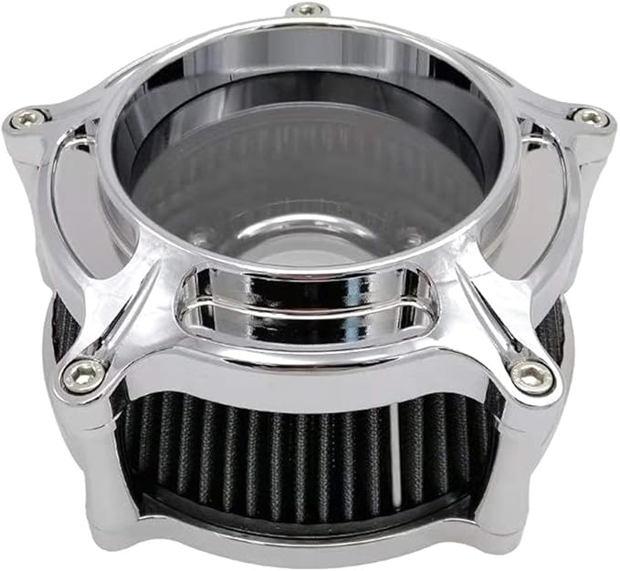 Harley Air Cleaner Chrome See Through Intake Filter Kit Cnc Cut for Motorcycle Dyna 2000 - 2017 Softail 2000 - 2015 Touring 2000 - 2007 Fitment - B (Gray)