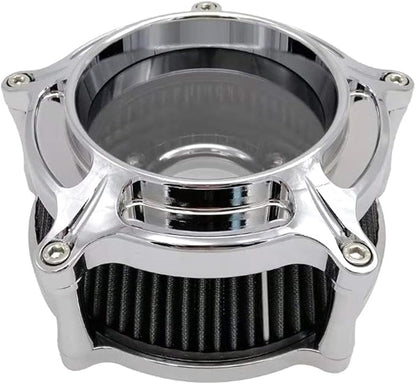 Harley Air Cleaner Chrome See Through Intake Filter Kit Cnc Cut for Motorcycle Dyna 2000 - 2017 Softail 2000 - 2015 Touring 2000 - 2007 Fitment - B (Gray)