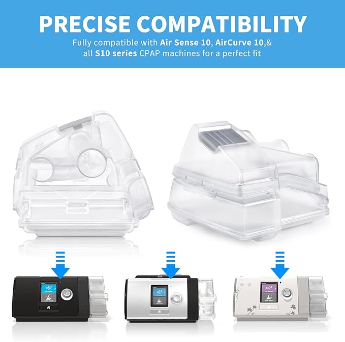 Replacement Water Chamber for ResMed AirSense 10, 380ml Water Tub with 10 Packs Filters,Easy to Install and Clean, Reliable CPAP S10 Supplies