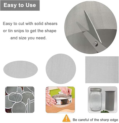 304 Stainless Steel Woven Mesh Panel, 50 Mesh 0.4mm Rustproof Metal Screen for Window Air Filters, Ventilation Covers, Animal Enclosures and Garden Barriers
