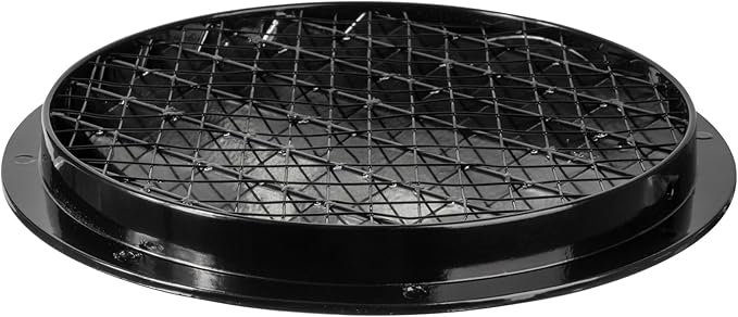 Repa Market 8" Inch Scratch Resistant Black Soffit Air Vent Cover - Aluminum Louvered Round Gable Vent with Mesh Screen - Exhaust/Intake Ventilation Grill for House - Outdoor Metal Duct Grate