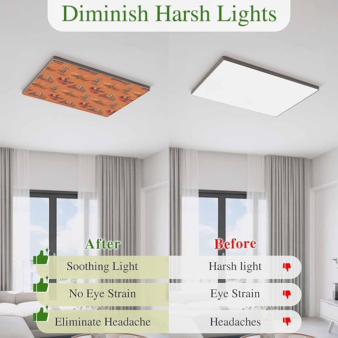 Cowboys Horses 1 Pc Fluorescent Light Cover 4 x 2 Feet, Desert Ethnic Winds Orange Background Covers for Ceiling Lights Magnetic Light Cloth Filter for Classroom Office Home