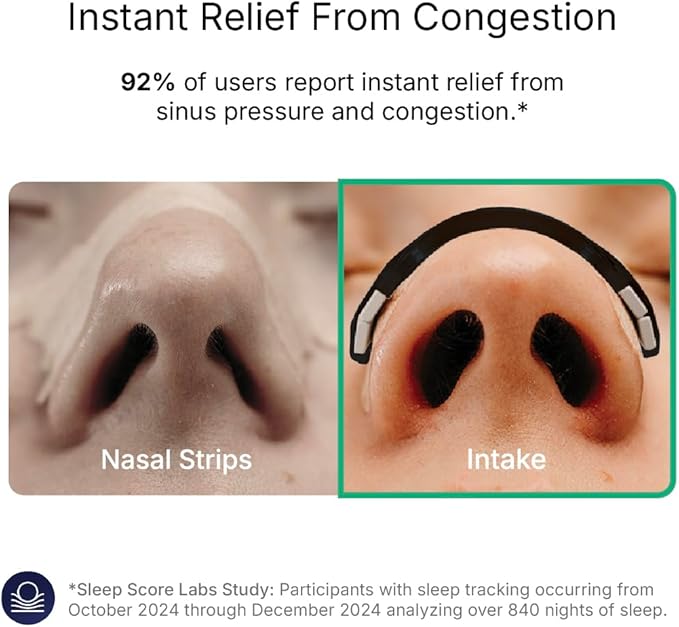Intake Breathing Magnetic Nasal Strips Starter Kit (30 Count, Black) - Boost Oxygen Intake, Reduce Snoring, Improve Sleep Quality - Sweat Resistant, Nasal Strips - Extra Strength Snoring Solution