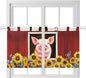 Pigs Sunflowers Kitchen Curtains 36 Inch Length, Small Window Curtains Tab Top, Farmhouse Red Barn Flowers Animals Light Filtering Short Window Treatments Tier Drapes 27.5"x36" 2 Panel