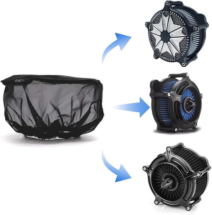Joyzan Air Filter Protective Cover, Waterproof Universal Cold Intake Cleaner Socker Motorcycle Rain Sock Dustproof Protection Wrap Net Accessories Kit Uniform Micron High Flow Performance Black