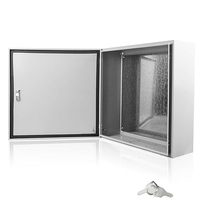 Electrical Box 24 x 20 x 8 Inch Indoor Outdoor Electrical Enclosure Box Steel Junction Box Wall Mounted Universal Electrical Project Box with Safety Locks and Mounting Plates