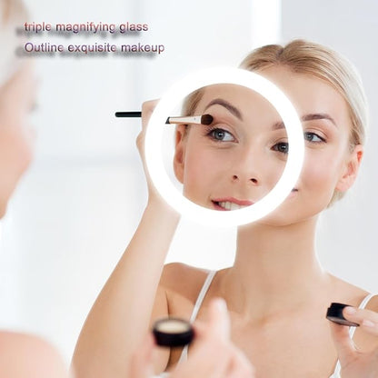Smart Lighted Bathroom Mirror for Wall，Bathroom Mirror with LED Lights，Lighted Bathroom Makeup，Waterproof，Shatterproof，with Touch Sensor/Dimming/Demister pad(H50*W70cm/H19.7*W27.6IN)