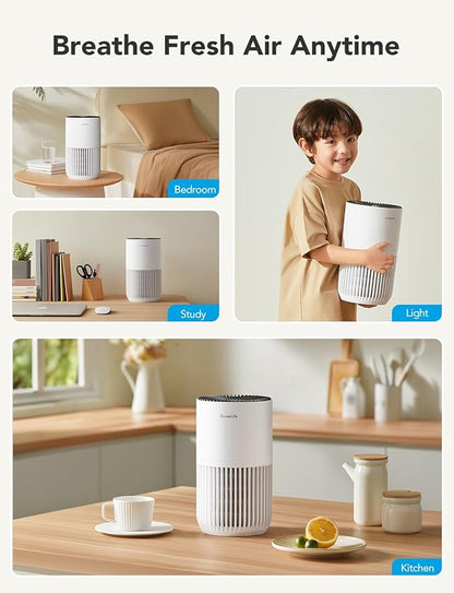 GoveeLife Mini Air Purifier for Bedroom, Smart Filter Air Purifier with App Alexa Control for Pet Hair, Odors, Pollen, HEPA Portable Air Cleaner with 3 Speeds, 2 Modes, Timer, Aroma for Home