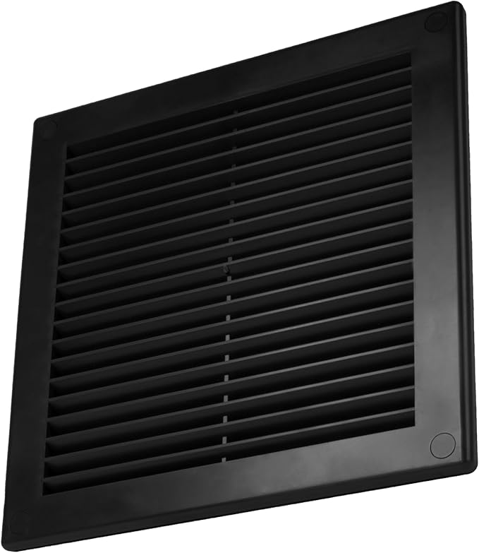 Vent Systems 6" x 6" - Pack of 2 - Black Plastic Soffit Vent Cover - Durable Flat Square Air Vent Grille with Mesh Screen - Weather Resistant Ventilation Grill - Wall & Ceiling, Indoor & Outdoor