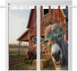 Farm Donkeys Bathroom Curtains 63 Inch Length, Window Curtains Tab Top, Farmhouse Barn Funny Animals Butterfly Light Filtering Window Treatments Drapes 52"x63" 2 Panel