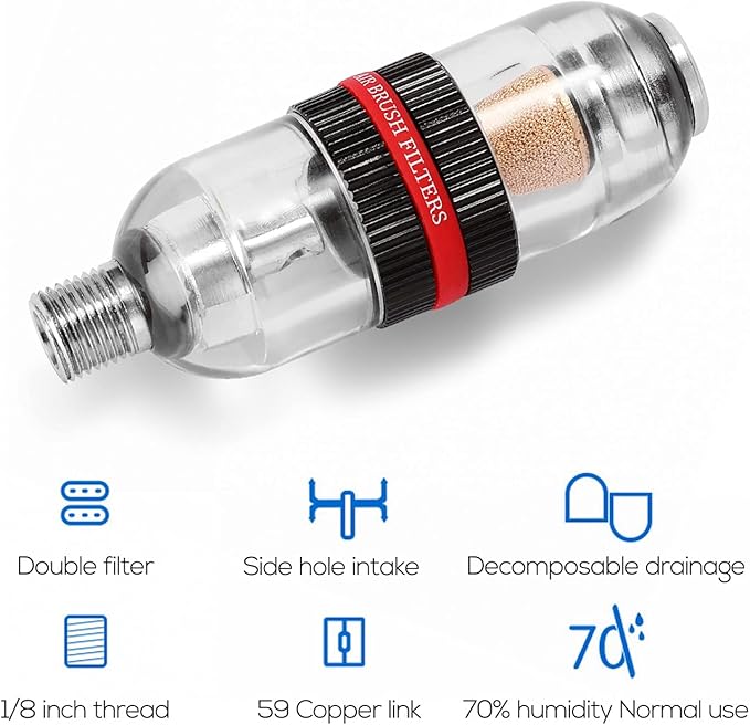Mini Airbrush Air Filter Moisture Water Trap, 1/8" BSP Threads Spray Pen Oil Water Separator for Gundam Model Painting, Makeup, Tattoo & Art Craft Tools