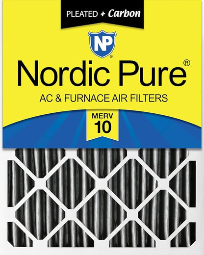 Nordic Pure 16x20x4 (Actual Size: 15 1/2 x 19 1/2 x 3 5/8) Furnace Air Filters MERV 10 Pleated + Carbon 1 Pack