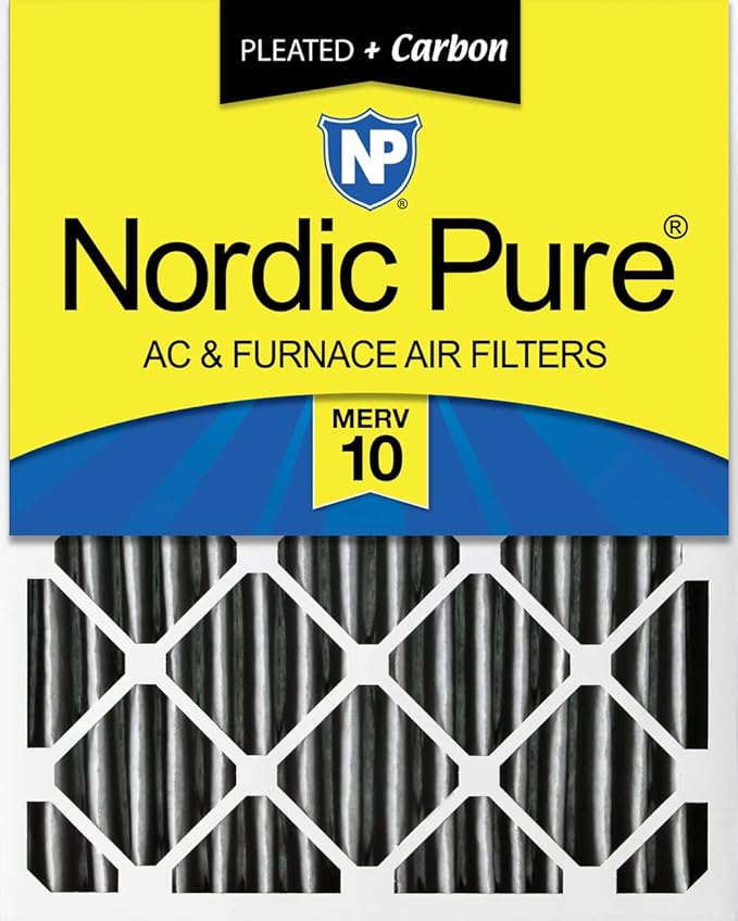 Nordic Pure 16x24x4 (Actual Size: 15 3/8 x 23 3/8 x 3 5/8) Furnace Air Filters MERV 10 Pleated + Carbon 1 Pack