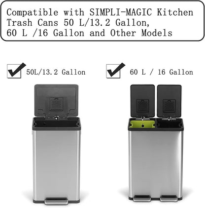 8 Pack Activated Carbon Filters Fits EKO Trash Can with Built-in Compartment 11.8 Gallon, 20L+20L, 36L+24L, Also Fits SIMPLI-Magic Garbage Bins Gallons, Refill for Trash Can and Compost Bin