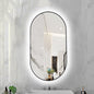 Oval LED Illuminated Bathroom Mirror, Wall-mounted Vanity Makeup Mirror with Demister Pad, 3 Dimmable Color Temperatures & Touch Control, Metal Frame Anti-Fog Lighted Wall Mirror ( Color : Black Frame